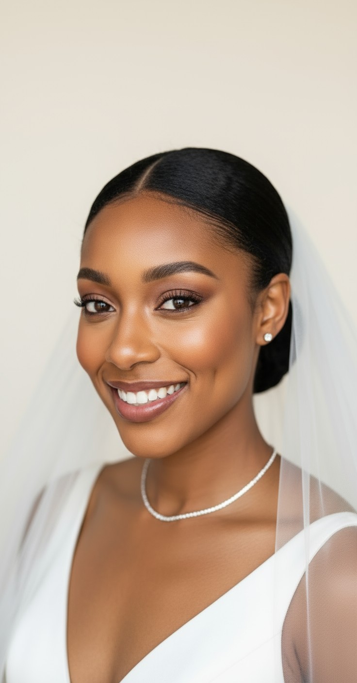 After Low Updo With Veil